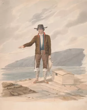 Man standing on seashore - Hierro by Alfred Diston Oil Painting