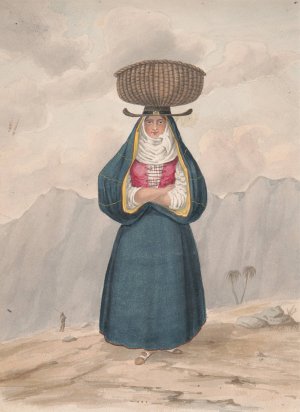 Peasant woman with basket on her head - La Palma by Alfred Diston Oil Painting