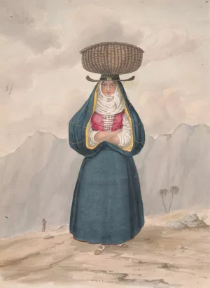 Peasant woman with basket on her head - La Palma by Alfred Diston Oil Painting