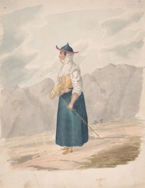 Peasant Woman with Staff, La Palma by Alfred Diston Oil Painting