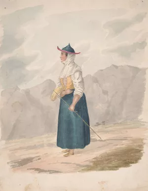 Peasant Woman with Staff, La Palma by Alfred Diston Oil Painting