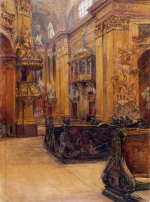 Das Innere der Peterskirche in Wien by Alfred Edler Von Pflugl Oil Painting