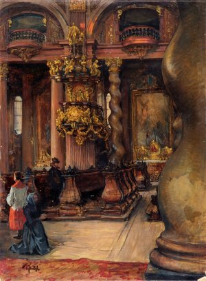 Das Innere der Universitatskirche in Wien by Alfred Edler Von Pflugl Oil Painting