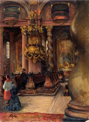 Das Innere der Universitatskirche in Wien by Alfred Edler Von Pflugl Oil Painting