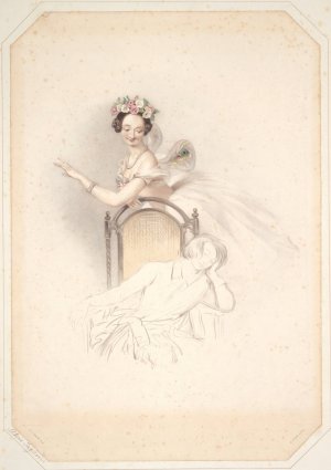 La sylphide, Souvenir d'adieu, Marie Taglioni by Alfred Edward Chalon Oil Painting