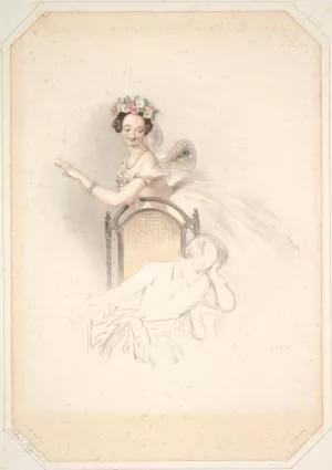 La sylphide, Souvenir d'adieu, Marie Taglioni by Alfred Edward Chalon Oil Painting