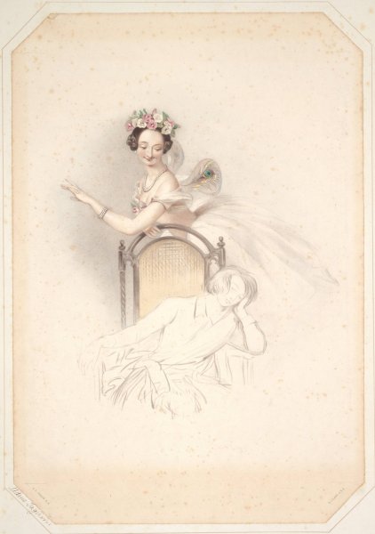 La sylphide, Souvenir d'adieu, Marie Taglioni by Alfred Edward Chalon - Hand-Painted Oil Painting Reproduction