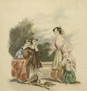 The Broken Toy by Alfred Edward Chalon Oil Painting