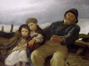 The Stormy Crossing by Alfred Edward Emslie Oil Painting