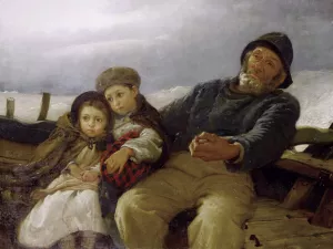 The Stormy Crossing by Alfred Edward Emslie Oil Painting