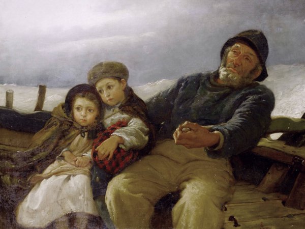 The Stormy Crossing by Alfred Edward Emslie - Hand-Painted Oil Painting Reproduction