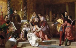 Much Ado About Nothing by Alfred Elmore - Oil Painting Reproduction