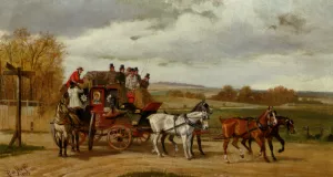 Summer Royal Mail Coach painting by Alfred F. De Prades