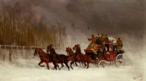 Winter Royal Mail Coach by Alfred F. De Prades Oil Painting