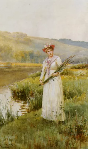 Across the Meadow by Alfred Glendening - Oil Painting Reproduction