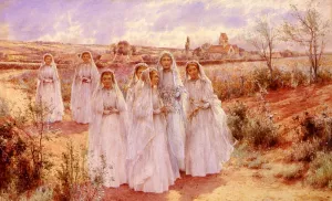 Returning from Confirmation painting by Alfred Glendening