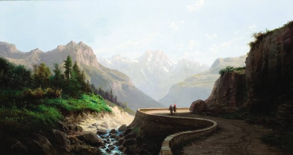Mountain Passage by Alfred Godchaux - Hand-Painted Oil Painting Reproduction