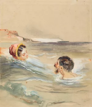 Male and Female Bathers by Alfred Grevin Oil Painting