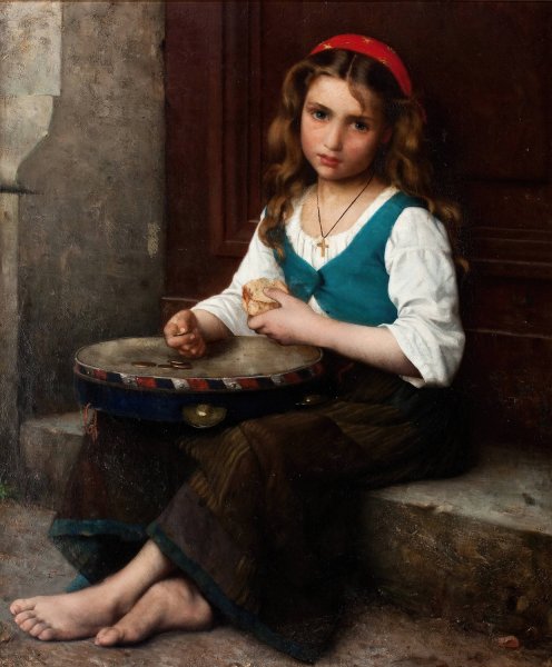 Peasant Girl by Alfred Guillou - Hand-Painted Oil Painting Reproduction