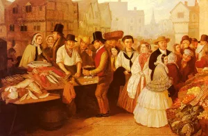 A Busy Market painting by Alfred H. Green