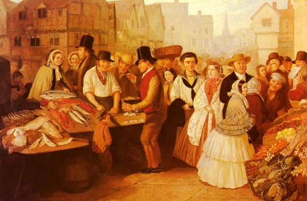 Main Product Photo of A Busy Market Painting by Alfred H. Green