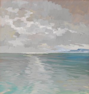 Chiemsee im Nebel by Alfred Haushofer Oil Painting