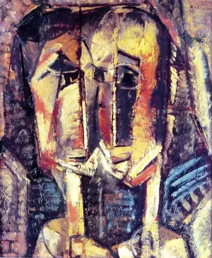 Cubist Two Heads Oil painting by Alfred Henry Maurer