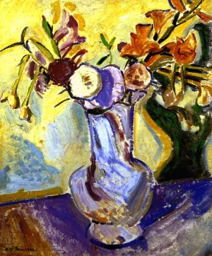 Flowers in a White Fase Oil painting by Alfred Henry Maurer