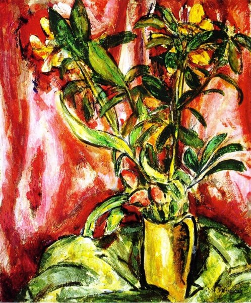 Flowers Red and Green by Alfred Henry Maurer - Hand-Painted Oil Painting Reproduction