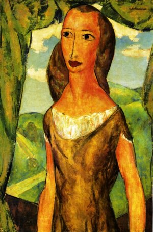 Girl with Landscape Oil painting by Alfred Henry Maurer