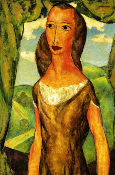 Girl with Landscape by Alfred Henry Maurer - Hand-Painted Oil Painting Reproduction