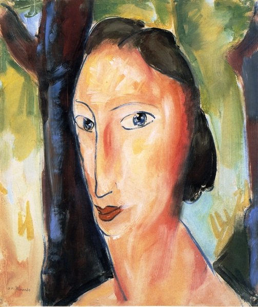 Main Product Photo of Head of a Woman Painting by Alfred Henry Maurer