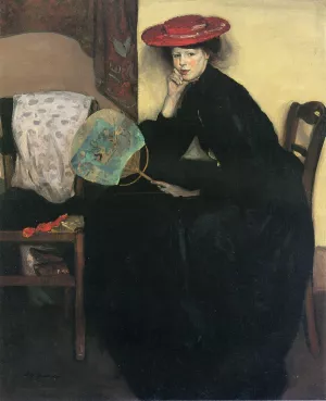 Model with a Japanese Fan Oil painting by Alfred Henry Maurer