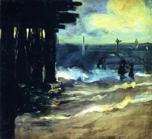 Rockaway Beach with Pier by Alfred Henry Maurer Oil Painting
