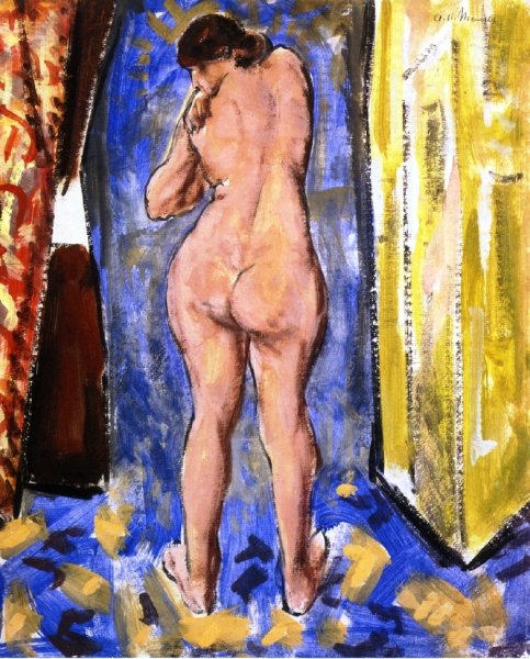 Standing Female Nude by Alfred Henry Maurer - Hand-Painted Oil Painting Reproduction