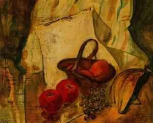 Still Life of Fruit in a Basket by Alfred Henry Maurer Oil Painting