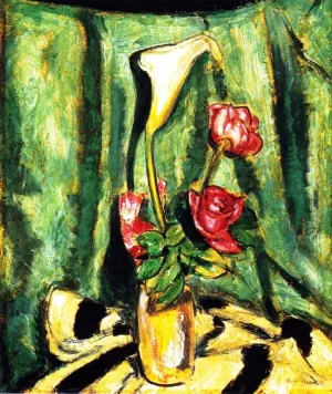 Still LIfe with Calla Lily and Roses Oil painting by Alfred Henry Maurer
