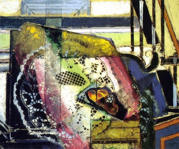Main Product Photo of Still Life with Doily and Roll Painting by Alfred Henry Maurer