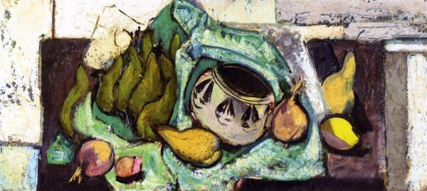 Main Product Photo of Still Life with Pears and Indian Bowl Painting by Alfred Henry Maurer