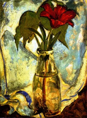Still Life with Red Lily by Alfred Henry Maurer Oil Painting