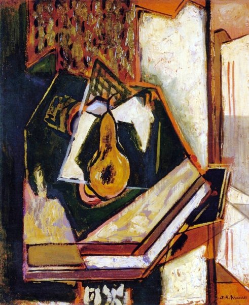 Main Product Photo of Still Life with Single Pear Painting by Alfred Henry Maurer