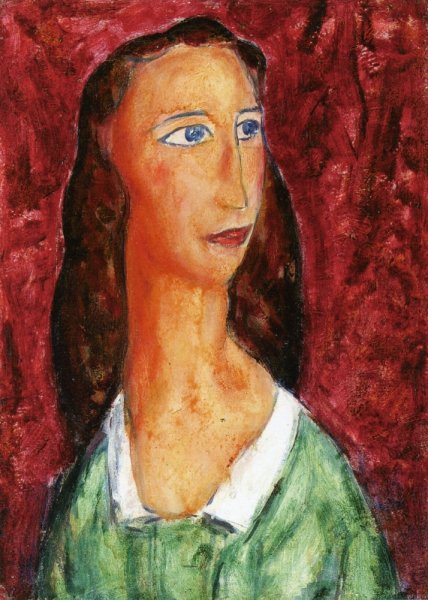 Woman in a Green Dress with White Collar
