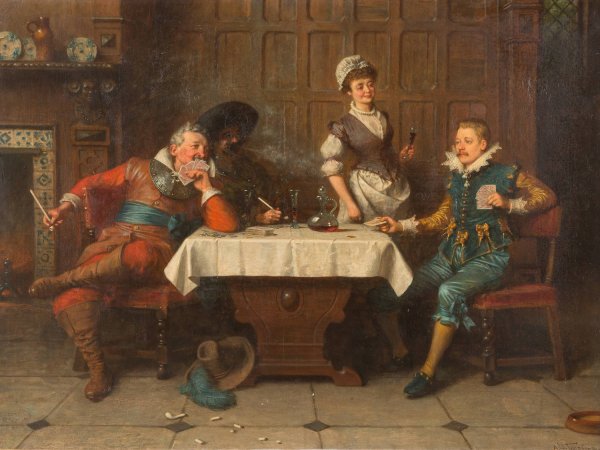 Main Product Photo of The card players Painting by Alfred Holst Tourrier