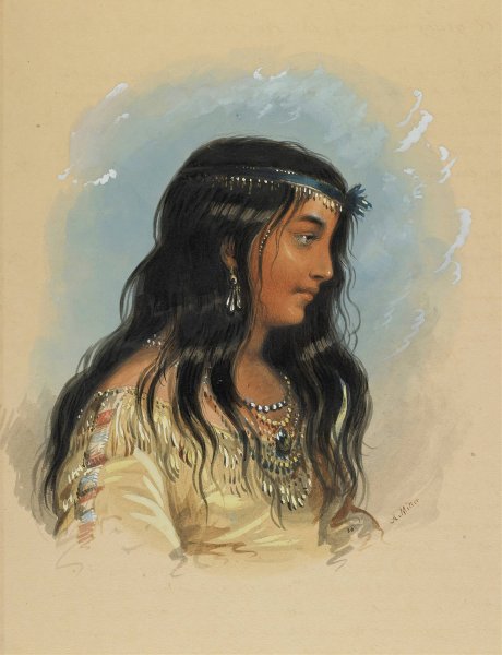 Main Product Photo of A Young Woman Of The Flat Head Tribe  Painting by Alfred Jacob Miller