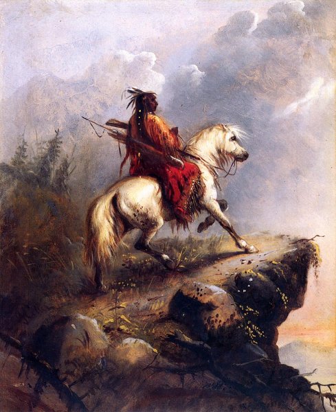 Main Product Photo of Crow Indian on the Lookout Painting by Alfred Jacob Miller