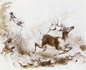 Death of the Elk by Alfred Jacob Miller Oil Painting