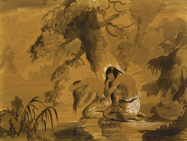 Main Product Photo of Female Indians Toilet  Painting by Alfred Jacob Miller