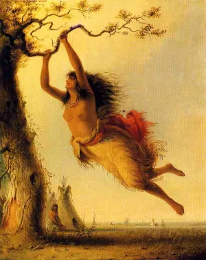 Indian Girl Swinging by Alfred Jacob Miller - Oil Painting Reproduction