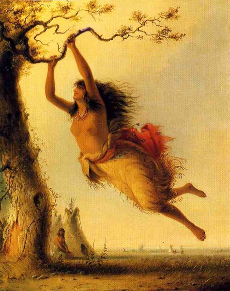 Main Product Photo of Indian Girl Swinging Painting by Alfred Jacob Miller