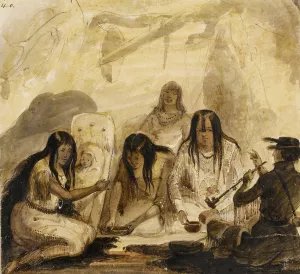 Indian Hospitality, Conversing With Signs by Alfred Jacob Miller Oil Painting